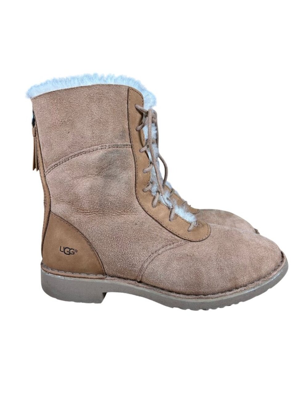 UGG Australia Daney Fully Lined Warm Lace-Up Suede Boots Chestnut Women's Size 7